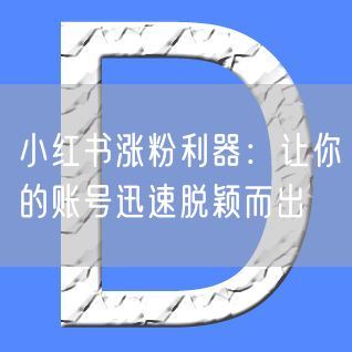 小红书涨粉利器：让你的账号迅速脱颖而出